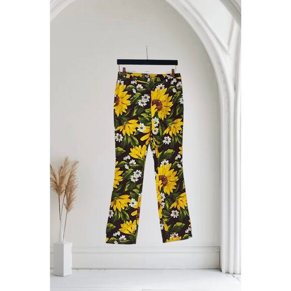 Dolce&Gabbana Brown Sunflowers Print Pants 30 Italy Medium in US Pants D&G - Picture 1 of 7